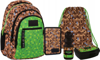 Školská taška, batoh - Školský batoh 5 W1 Zálohovanie hra Fana hra Minecraft
