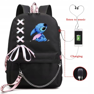 Batoh školy A4 USB. Veľké vzory Stich Lilo