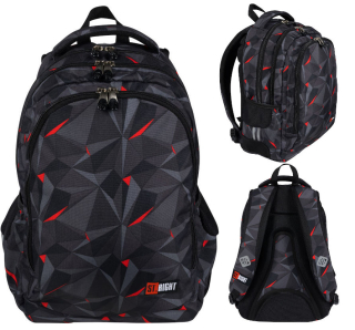 Školská taška, batoh - BP57 Školský batoh Black Abstrakcia 3D 17 "