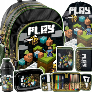 Školský batoh - Black School Batoh Game Game Pixels Pixele 5el