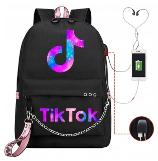 Školská taška, batoh - Školský batoh pre školu Tik Tok USB A4 štýl