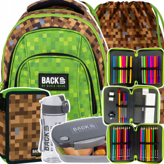 Školský batoh - Veľký súprava školského batohu pre fanúšikov hry Minecraft