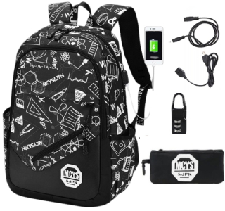 Graffiti School Backpack mládež pre mládež USB Cencil Case