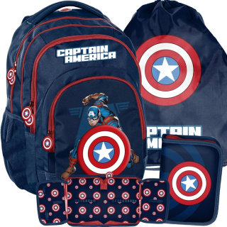 Školská taška - batoh, set, zostava - Školský batoh kapitán America Avengers 3in1 Set