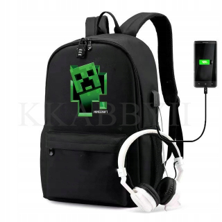 Minecraft - Batoh Minecraft School Batoh s taškami USB School Bags