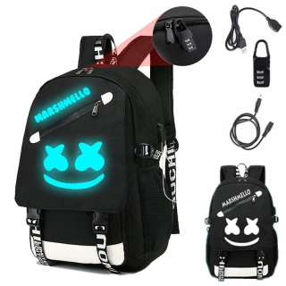 Školský batoh - Marshmello Black USB Youth School Batoh