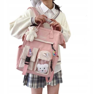 Školský batoh - Pink Youth School Backpack + prívesok