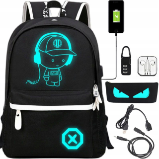 Batoh mládeže žiariaci reflexný USB