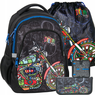 Školský batoh - Batoh Motor School Set pre priateľa veľký sen
