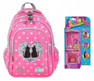Školská taška, batoh - Školský batoh St.Right BP58 Sequin Cats 4Mores