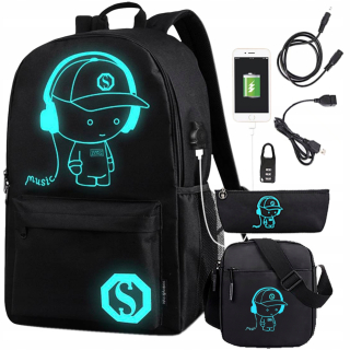 ŠKOLSKÝ BATOH ŽIARENÝ MLÁDEŽ USB PENCESS