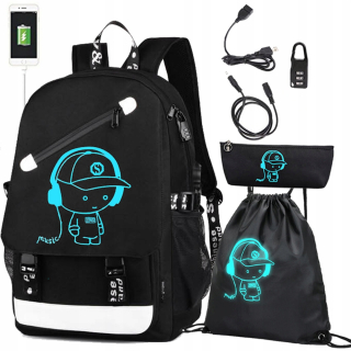 Školský batoh - Školský batoh žiariaci mládež USB set