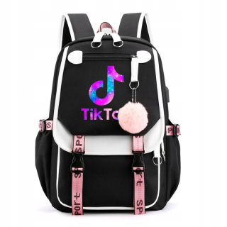 Školská taška, batoh - ŠKOLSKÝ BACKPACK TIK TOK GALAXY ČIERNE VEĽKÉ A4 USB