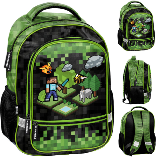 Školský batoh - ŠKOLSKÝ BATOH TORNISTER HRA HERNÉ PIXELY ČIERNA