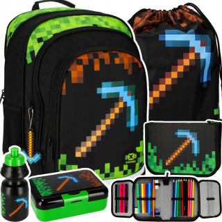 Školský batoh - Školská batohová školská taška Game Game Pixels Set