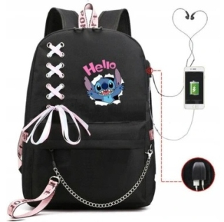 SCHOOL BACKPACK STITCH USB konektor čierny