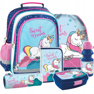Školská taška - batoh, set, zostava - ŠKOLSKÝ BATOH S UNICORNOM PRE SADU TRIEDY 1