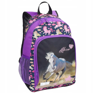 Školský batoh - Batohský batoh s koňmi - Purple - Semilová línia