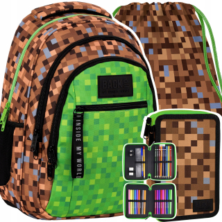 Školská taška - batoh, set, zostava - Školský batoh hra hry pixel pixely
