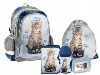 Školská taška - batoh, set, zostava - Školská batoh Kitty Kit s mačiatkom triedy 1-3 RH