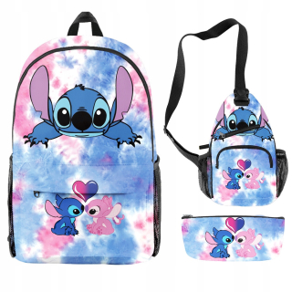 SADA ŠKOLSKÉHO BATOHU PUZDRO TAŠKA Stitch 3 ks