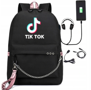 Školská taška, batoh - BACKPACK TIC TOK FARBY Vzorky Veľké A4 USB