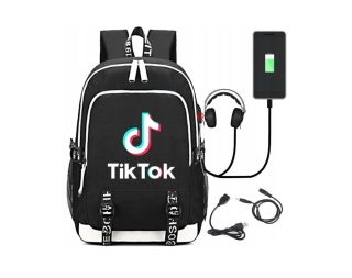 Aktovka - BACKPACK TIK TOK PORT USB SATCHEL BIG A4 NOVINKA