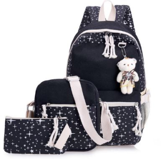 Školská taška - batoh, set, zostava - Batoh + kabelka + školská peňaženka SET Black
