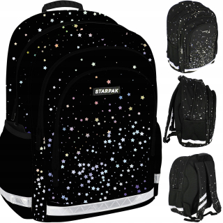 Čierna škola Schoolbag Black Golden Stars