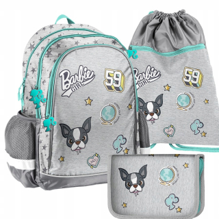 Školská taška - batoh, set, zostava - Backpack Bag Set Barbie Bulldog Šedá trieda 12 3