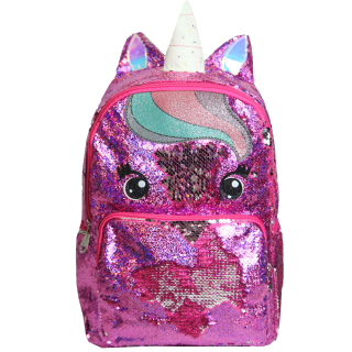 Školská taška, batoh - BACKPACK - UNICORN, UNICORN, flitre - fuchsia veľký