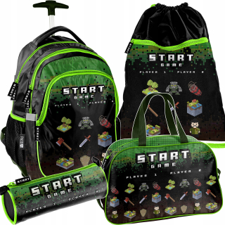 Školský batoh - Batoh na Minecraft Wheels 4in1 School Set