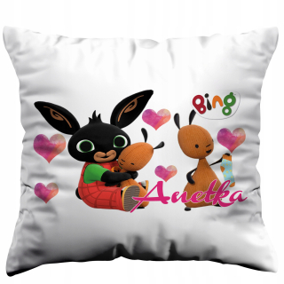 Zajačik Bing - Bing vankúš +názov 40x40 narodeninové darček