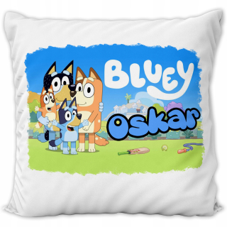 Detský vankúš - Bluey vankúš + názov darčekový vzor narodeninový hrad