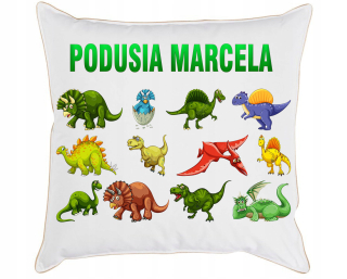 Detský dekoračný vankúš - Vankúš Dinosaurus s dinosaurami + meno dieťaťa