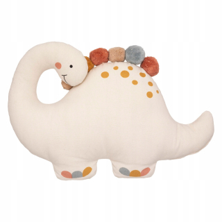 Detský dekoračný vankúš - Detský vankúš béžový dinosaurus s pompoms