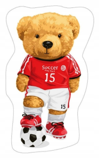 Detský dekoračný vankúš - Tvar vankúšový maskot futbalista medveď