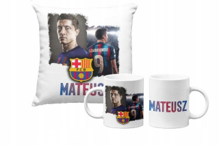 Detský vankúš - Vankúšový hrnček Lewandowski Gift RL9 FC Barca