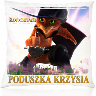 Detský vankúš - Vankúš na mačku v topánkach: posledné želanie + meno