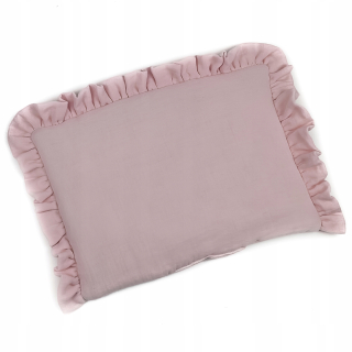 Detský vankúš - Vankúš s mušelínom s ozdôbkami 35 x 50 cm B. Pink