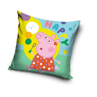 Detský dekoračný vankúš - Peppa vankúš Punk Peppa Flies Bubbles 40x40