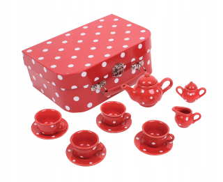 Porcelán červený čaj set