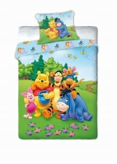 Detský set paplón, vankúš - Posteľná bielizeň 135x200 Winnie a priateľ Pú