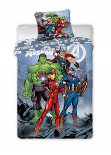 Detský set paplón, vankúš - Posteľná bielizeň 135x200 Avengers Hulk Iron Man Marvel 33f