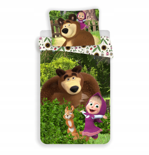 Detský set paplón, vankúš - Posteľná bielizeň 140x200 Masha a Bear Masha 19