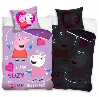Detský set paplón, vankúš - Fluo posteľná obliečka Dinosaurus 140x200 bavlna svieti