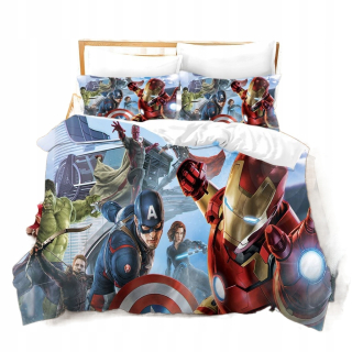 Detský set paplón, vankúš - Posteľná bielizeň 150x200 Iron Man America Hulk Avengers