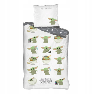 Detský set paplón, vankúš - Posteľná bielizeň 160x200 bavlna malé Yoda Star Wars White