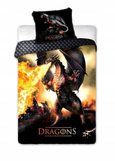 Detský set paplón, vankúš - Posteľná bielizeň 160x200 Draci Fire Dragons