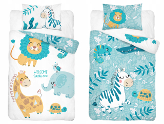 Detský set paplón, vankúš - Posteľná bielizeň 90x120 Teddy Bear Cats Elephant Owl Unicorn